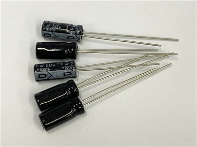 電解電容1uF50V 100pcs ( EC1uF50V 5x11/105℃ )