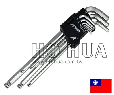 ALSTRONG 公制鉻釩鋼白球超長六角板手組9pcs ( ALS-HX-CDB-200 )