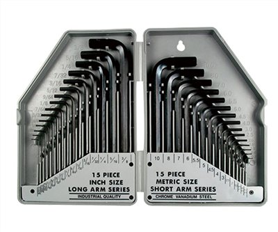 SWELL 公英制鉻釩鋼短六角板手組30pcs ( SW-HX-009-30AM )
