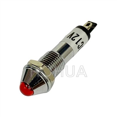 8mm 銅殼尖型紅殼指示燈 12VDC ( G3217-1D-R )