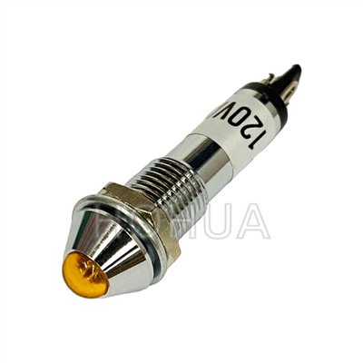 8mm 銅殼尖型黃殼指示燈 110AC ( G3217-1A-Y )