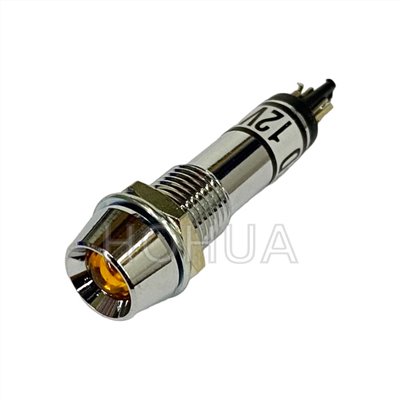 銅殼井型LED指示燈12V/黃光 ( G3218C/LED-Y )