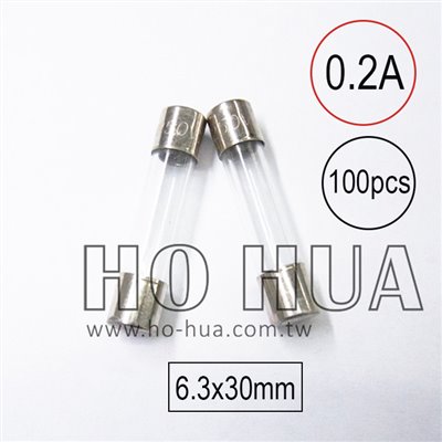 301-0.2A 保險絲 100pcs ( 0.2A250VAC 6.3x30mm )