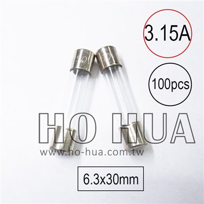 301-3.15A 保險絲 100pcs ( 3.15A250VAC 6.3x30mm )