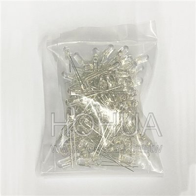 5mm透膠 冷白LED 100pcs ( 2.8-3.4V 20mA 15度 )