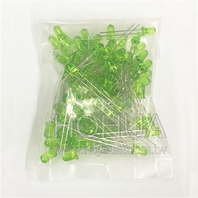 5mm聚綠膠 綠LED 100pcs ( 2-2.6V 20mA )