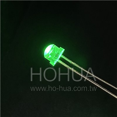 5mm鋼盔型 綠光 1pcs ( 3.4V 20mA 120度 )