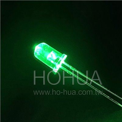 5mm透膠 翠綠LED 2pcs ( 3.2-3.4V 20mA 30度 )