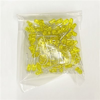 5mm聚黃膠 黃LED 100pcs ( 2.1-2.6V 20mA )