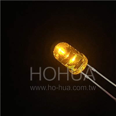 5mm聚黃膠 黃LED 5pcs ( 2.1-2.6V 20mA )