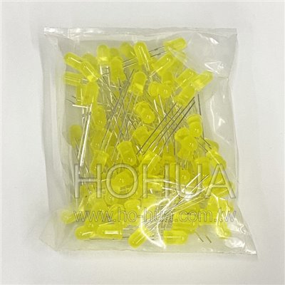 5mm霧黃膠 黃LED 100pcs ( L053YD )
