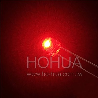 5mm鋼盔型 紅光 2pcs ( 2.2V IF:20mA 120度 )