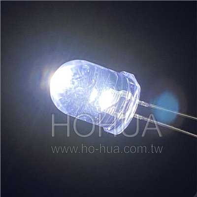 10mm透膠 白光LED 1pcs ( 3.2V 30° 5500K )
