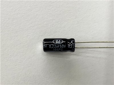 電解電容0.22uF50V 10pcs ( EC0.22uF50V 5x11/105℃ )