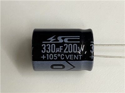 電解電容330uF200V 1pcs ( EC330uF200V 22x30/105℃ )